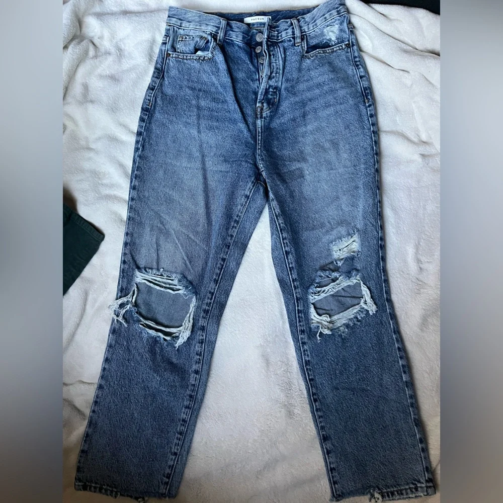 Pacsun High Rise, Straight Leg, Ripped Jeans - Picture 1 of 4